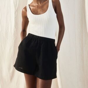 Black linen shorts